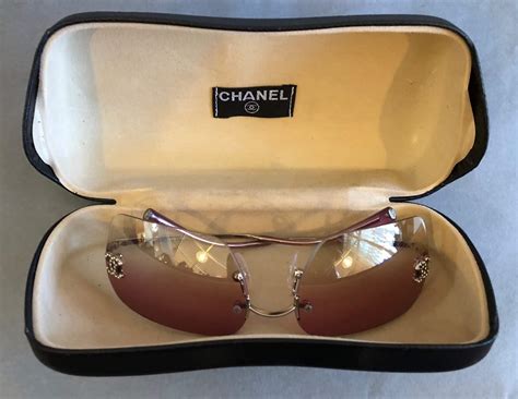 chanel sunglasses women with case rimless|chanel vintage rimless cc sunglasses.